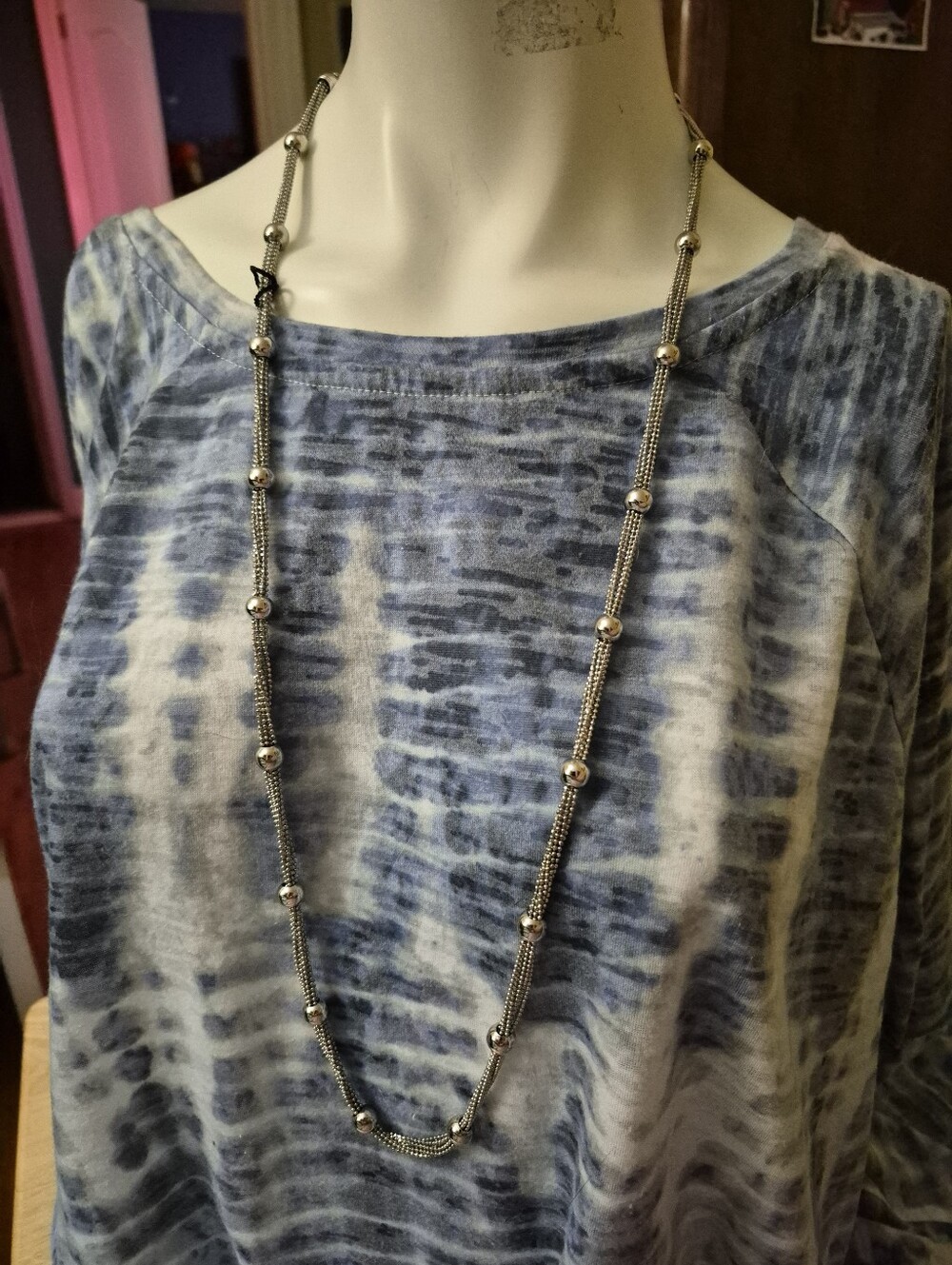 Fifth Avenue Collection Multi Strand Silved Beaded Station Necklace NWT